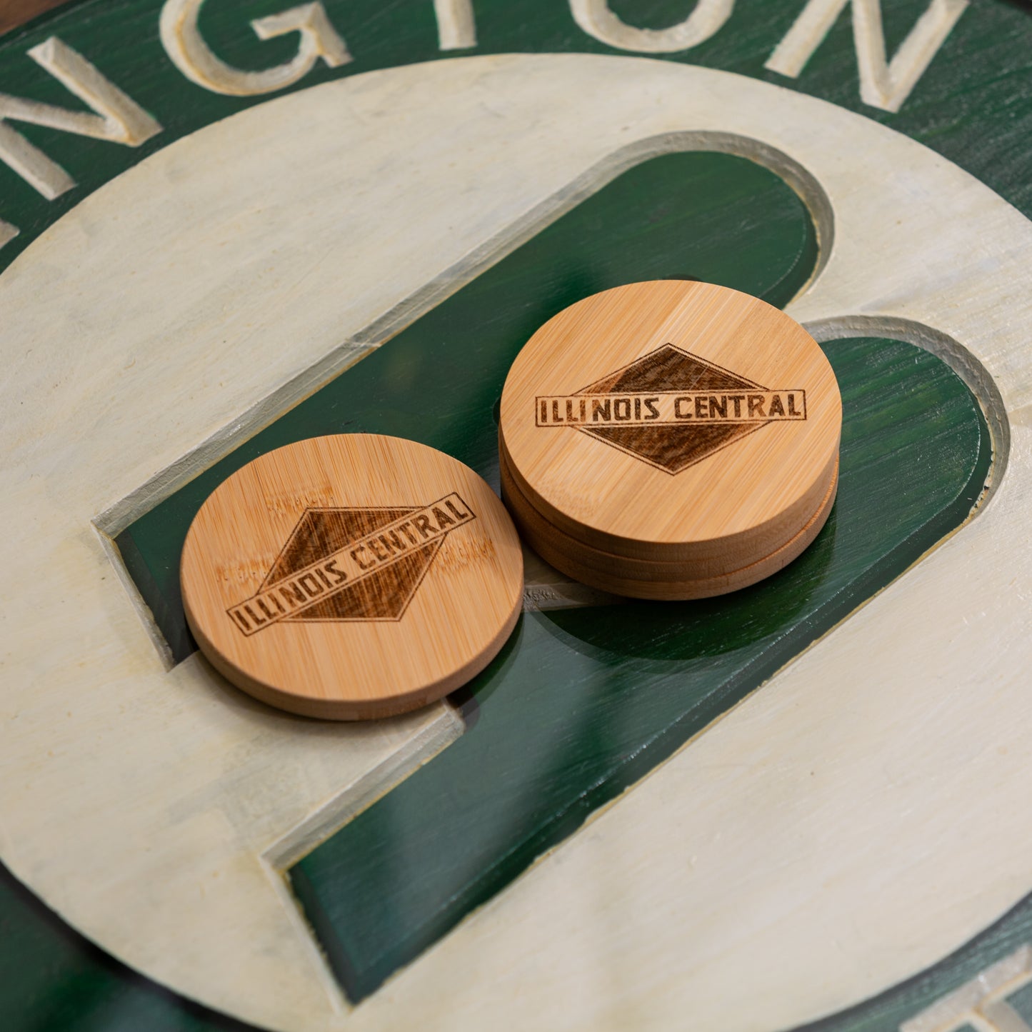 Illinois Central Green Diamond Coaster Set