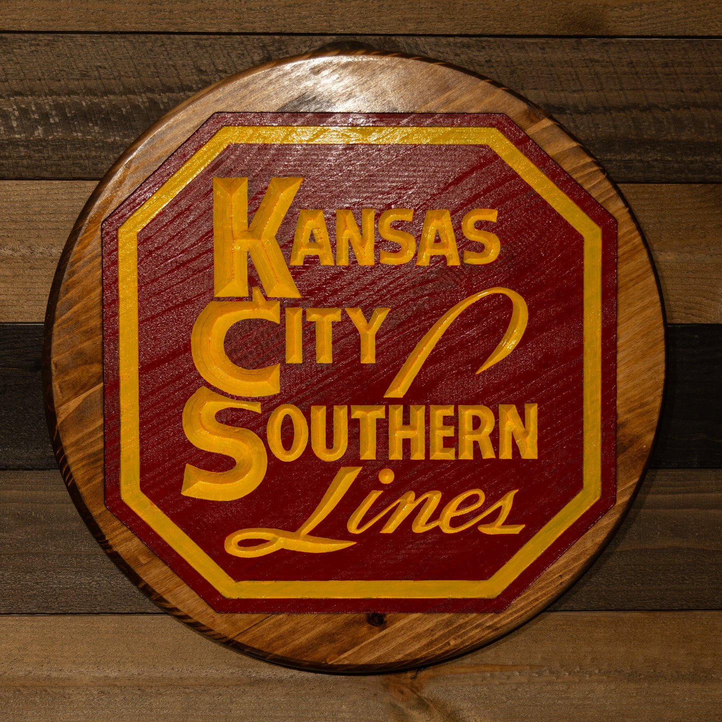 Kansas City Southern Engraved Wood Sign