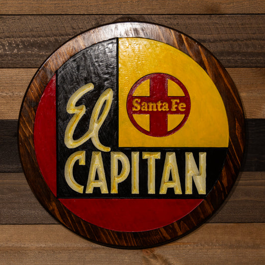 Santa Fe 'El Capitan' Engraved Wood Sign