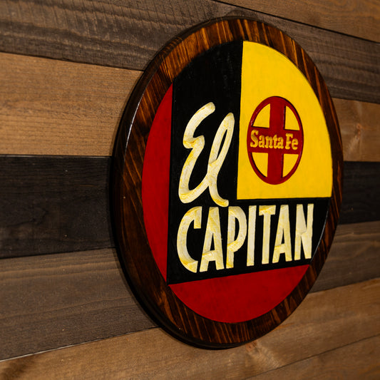 Santa Fe 'El Capitan' Engraved Wood Sign