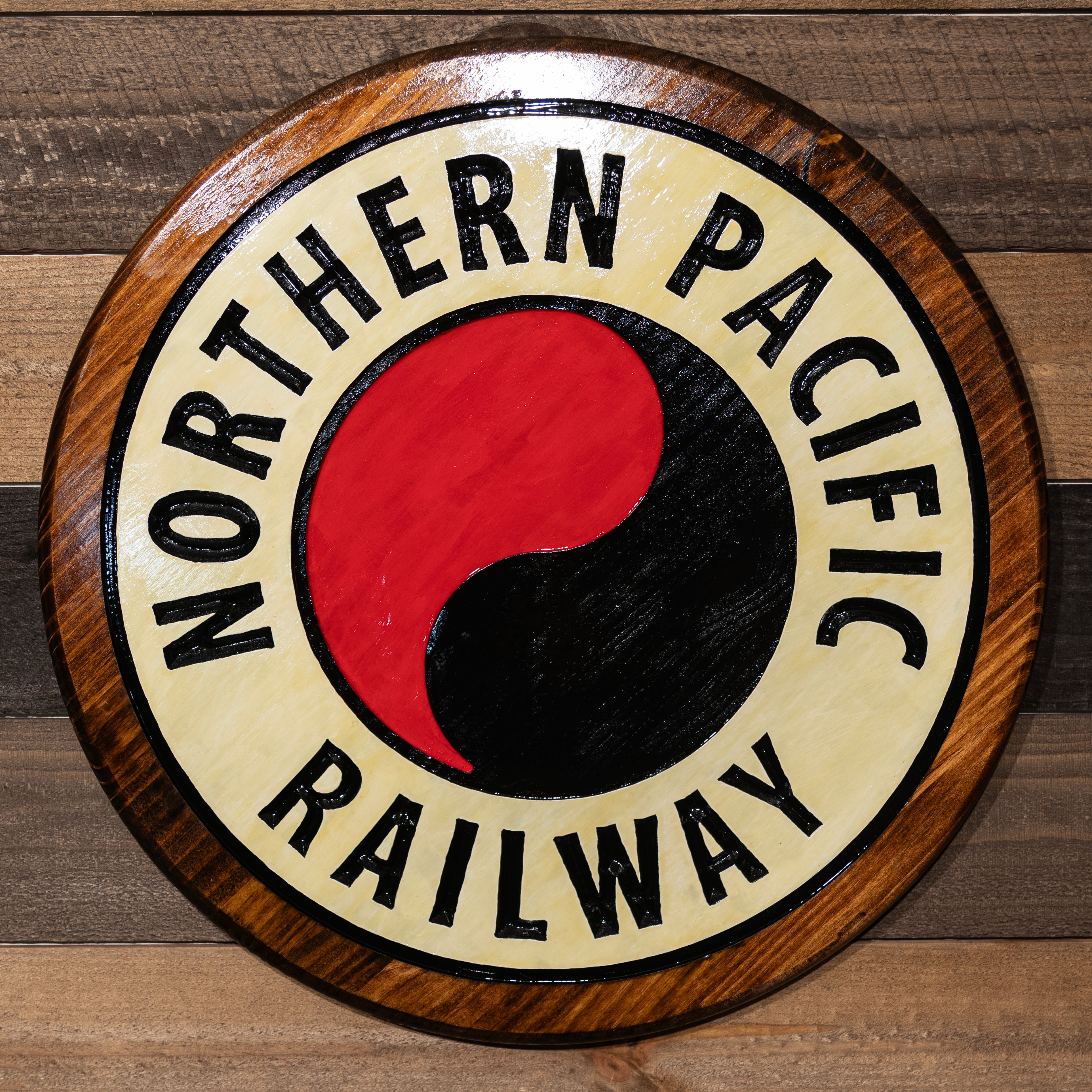 Northern Pacific Engraved Wood Sign – Bespoke Rail