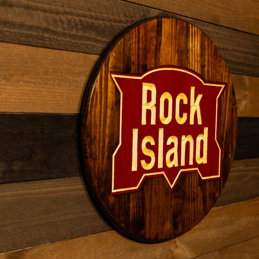 Rock Island Engraved Wood Sign