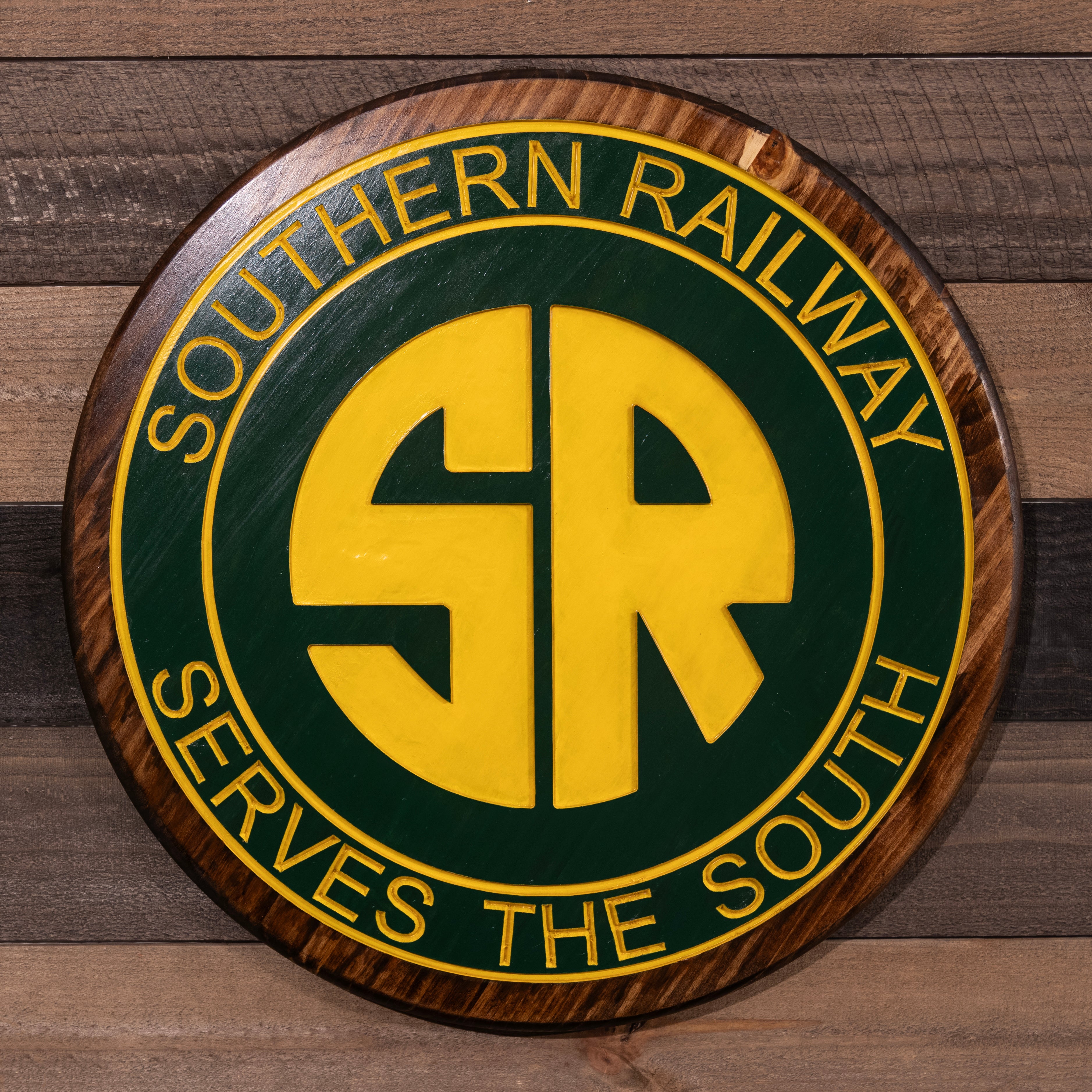Southern Railway 'Inverse' Engraved Wood Sign – Bespoke Rail